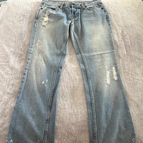 Guess premium low rise bootcut vintage distressed jeans. Size 28 - Picture 2 of 6
